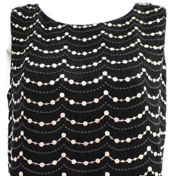 White House Black Market WHBM Tank Lined Wave Sequin Sleeveless Dressy Chic S - Picture 4 of 7
